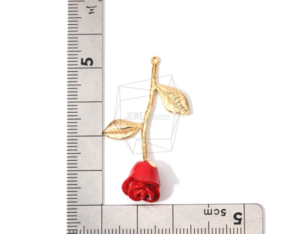 PDT-1316-MG【1個入り】ローズペンダント,Rose Pendant/Red Petal Rose Charm 5枚目の画像