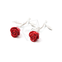 PDT-1316-MR【1個入り】ローズペンダント,Rose Pendant/Red Petal Rose Charm 1枚目の画像