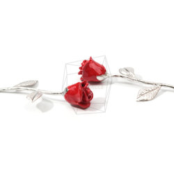 PDT-1316-MR【1個入り】ローズペンダント,Rose Pendant/Red Petal Rose Charm 2枚目の画像