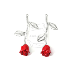 PDT-1316-MR【1個入り】ローズペンダント,Rose Pendant/Red Petal Rose Charm 3枚目の画像