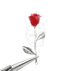 PDT-1316-MR【1個入り】ローズペンダント,Rose Pendant/Red Petal Rose Charm 4枚目の画像