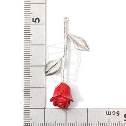 PDT-1316-MR【1個入り】ローズペンダント,Rose Pendant/Red Petal Rose Charm 5枚目の画像