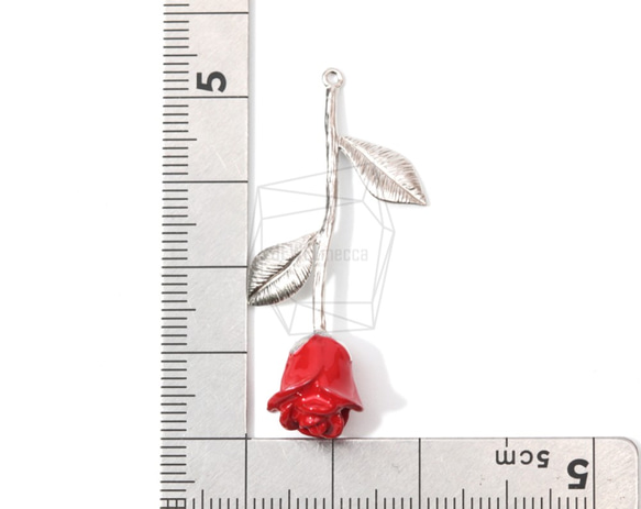 PDT-1316-MR【1個入り】ローズペンダント,Rose Pendant/Red Petal Rose Charm 5枚目の画像