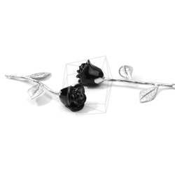 PDT-1318-MR【1個入り】ローズペンダント,Rose Pendant/Black PetalRose Charm 2枚目の画像