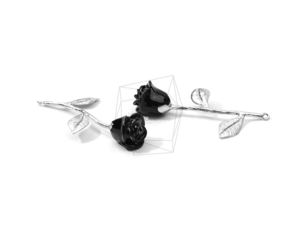 PDT-1318-MR【1個入り】ローズペンダント,Rose Pendant/Black PetalRose Charm 2枚目の画像