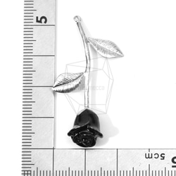 PDT-1318-MR【1個入り】ローズペンダント,Rose Pendant/Black PetalRose Charm 5枚目の画像