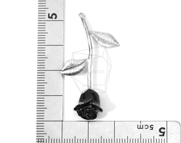 PDT-1318-MR【1個入り】ローズペンダント,Rose Pendant/Black PetalRose Charm 5枚目の画像