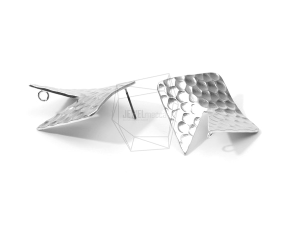 ERG-634-MR【2個入り】スプリットロンバスピアス,Split Rhombus Hammered Texture 3枚目の画像