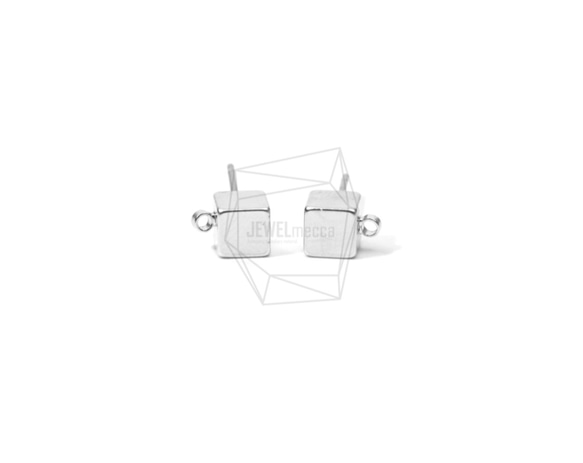 ERG-626-MR [2個]立方耳環，微型立方體郵政耳環 第1張的照片