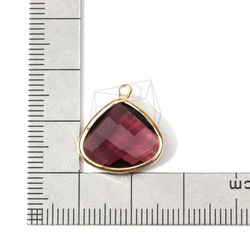 GLA-116-G【2個入り】トライアングルグラスチャーム,Triangle Framed Stone Charm 5枚目の画像