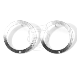 ERG-648-MR [2 件] 圓環耳環，圓環拉絲紋理耳釘 第1張的照片