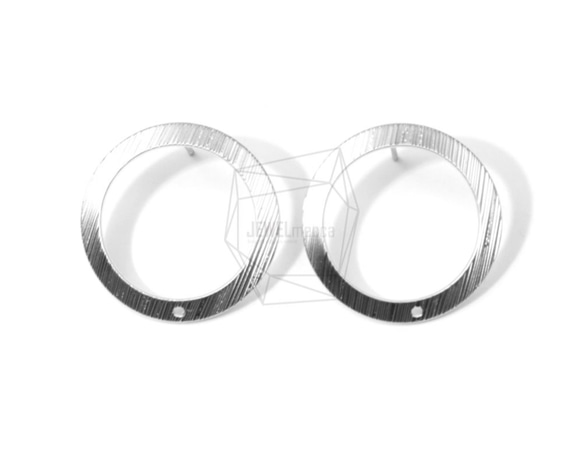 ERG-648-MR [2 件] 圓環耳環，圓環拉絲紋理耳釘 第1張的照片