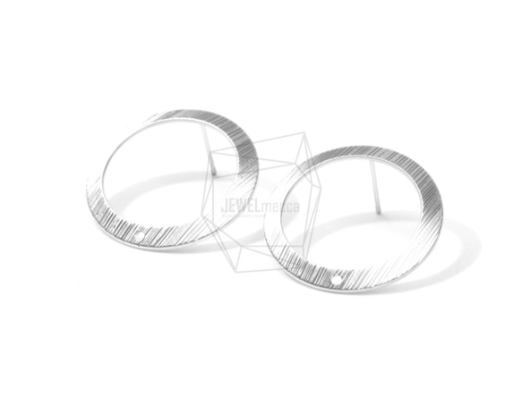 ERG-648-MR [2 件] 圓環耳環，圓環拉絲紋理耳釘 第2張的照片
