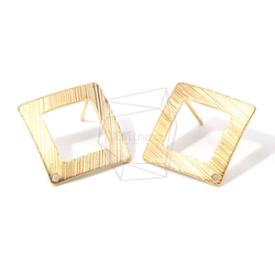 ERG-649-MG【2個入り】スクエア ピアス,Square Brushed Texture Post Earring 1枚目の画像