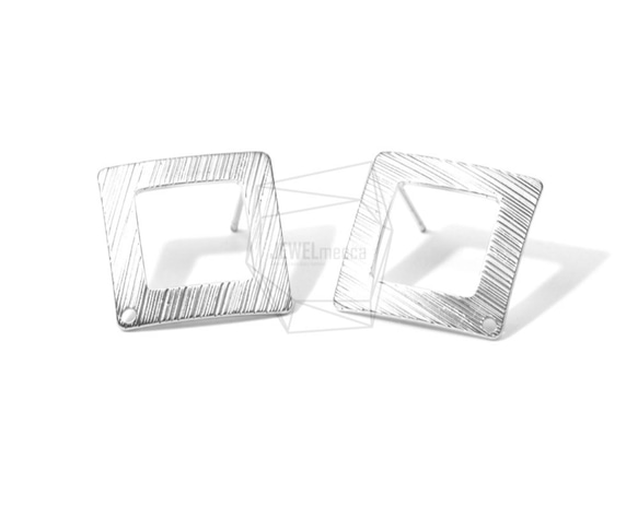 ERG-649-MR【2個入り】スクエア ピアス,Square Brushed Texture Post Earring 1枚目の画像