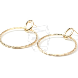 ERG-651-MG【2個入り】ダブルリングピアス,Double Linked Rings Post Earring 2枚目の画像