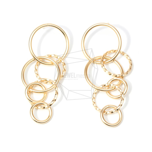 ERG-657-MG【2個入り】マルチサークルピアス,Multiple Linked Rings
