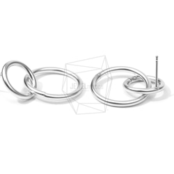 ERG-658-MR [2 件] 雙環耳環，小兩個連環耳釘 第3張的照片