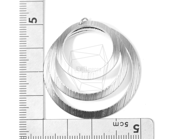 PDT-1421-MR【2個入り】トリプルサークルペンダント,Triple Circles Brushed Textur 5枚目の画像