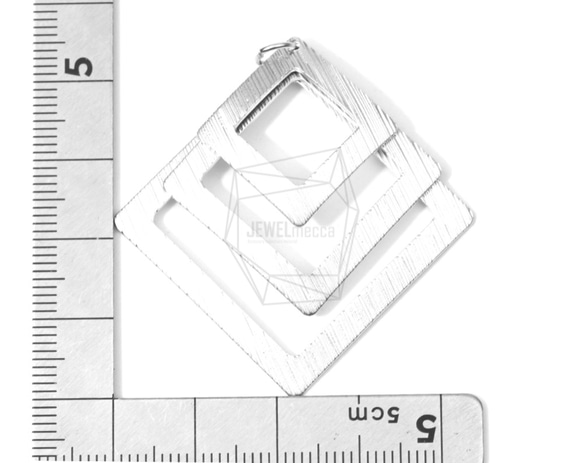 PDT-1422-MR【2件】三方方形吊墜，三重方形拉絲紋理 第5張的照片