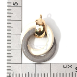 BSC-484-G【2個入り】ダブルリングウッドチャーム,Double ring Wooden Charm 5枚目の画像