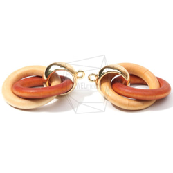 BSC-486-G【2個入り】ダブルリングウッドチャーム,Double ring Wooden Charm 3枚目の画像