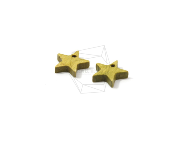 BSC-470-G【4個入り】スターウッドビーズ,Star Wooden Beads /12mm x 12mm 2枚目の画像