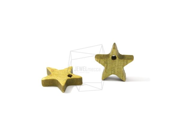 BSC-470-G【4個入り】スターウッドビーズ,Star Wooden Beads /12mm x 12mm 3枚目の画像