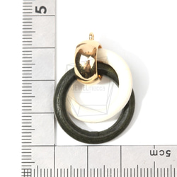 BSC-487-G【2個入り】ダブルリングウッドチャーム,Double ring Wooden Charm 5枚目の画像