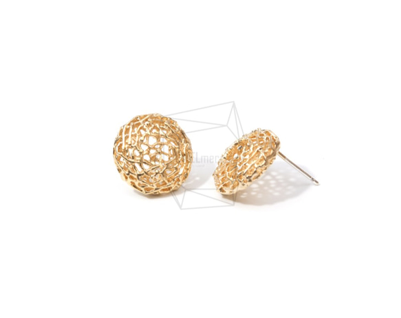 ERG-665-MG【2個入り】ラウンドネットピアス,Netted Round Post Earring 3枚目の画像