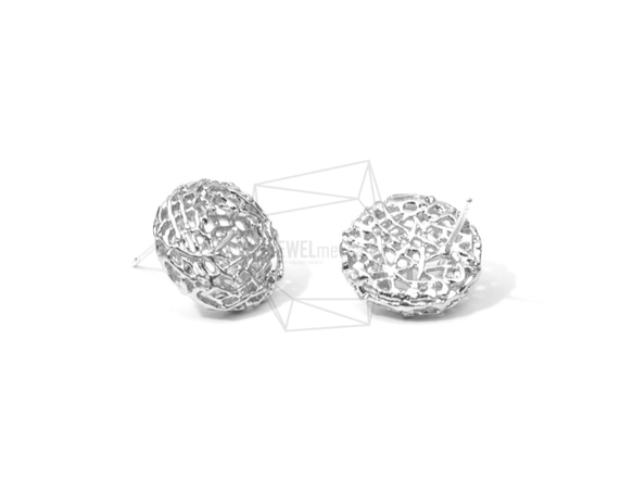 ERG-665-MR【2個入り】ラウンドネットピアス,Netted Round Post Earring 2枚目の画像