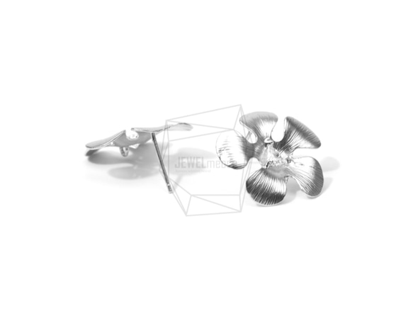 ERG-666-MR【2件】花CZ耳環，花CZ耳環/ 20毫米X 20毫米 第3張的照片