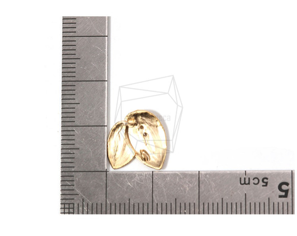 ERG-683-MG【2件】葉耳環，雙葉耳環/ 15毫米X 15毫米 第5張的照片