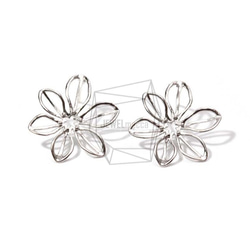 ERG-687-R【2個入り】ワイヤーフラワーピアス,Wire Flower Post Earring 1枚目の画像