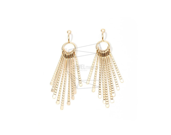 ERG-701-MG【2個入り】タッセルイヤリングチャーム,Gold Tassel Earring Charm 1枚目の画像