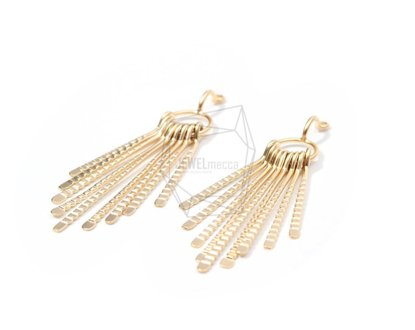 ERG-701-MG【2個入り】タッセルイヤリングチャーム,Gold Tassel Earring Charm 2枚目の画像