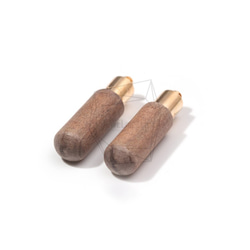BSC-534-G【2個入り】ウッドビーズペンダント,Cylinder Shape Wooden Bead 2枚目の画像