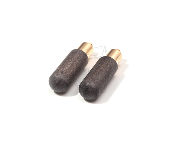BSC-535-G【2個入り】ウッドビーズペンダント,Cylinder Shape Wooden Bead 2枚目の画像