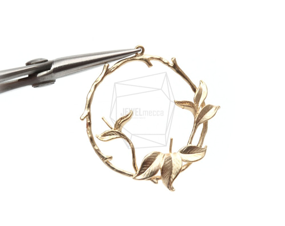 PDT-1505-MG【2個入り】ラウンドリーフ ペンダント,Round Leaf Branch Pendant 4枚目の画像