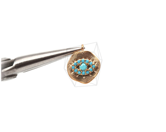 PDT-1508-MG【2個入り】イーブルアイペンダント,Turquoise Evil Eye Pendant 4枚目の画像