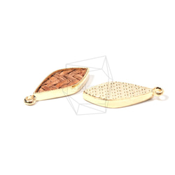 PDT-1549-G【2個入り】ラタンダイヤモンドペンダント,Rattan Diamond Shape Pendant 3枚目の画像