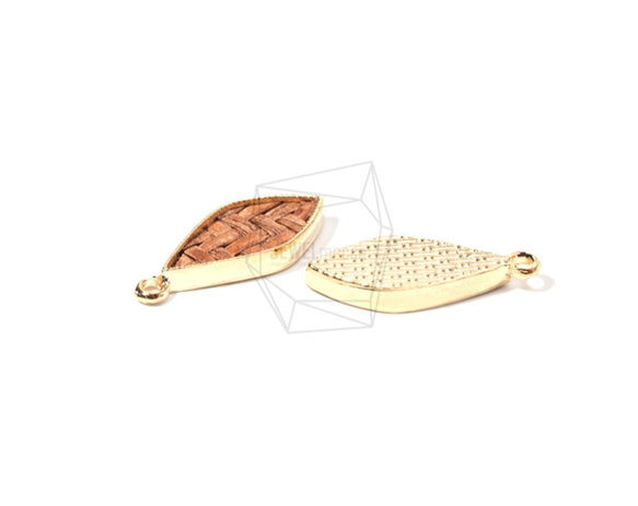 PDT-1549-G【2個入り】ラタンダイヤモンドペンダント,Rattan Diamond Shape Pendant 3枚目の画像