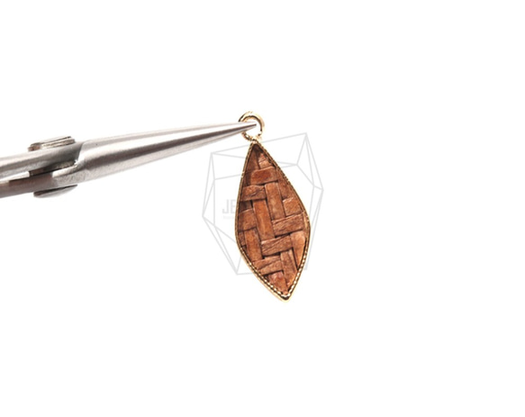 PDT-1549-G【2個入り】ラタンダイヤモンドペンダント,Rattan Diamond Shape Pendant 4枚目の画像