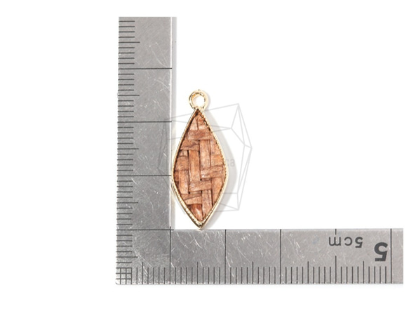 PDT-1549-G【2個入り】ラタンダイヤモンドペンダント,Rattan Diamond Shape Pendant 5枚目の画像