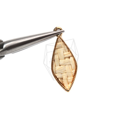 PDT-1551-G【2個入り】ラタンダイヤモンドペンダント,Rattan Diamond Shape Pendant 4枚目の画像