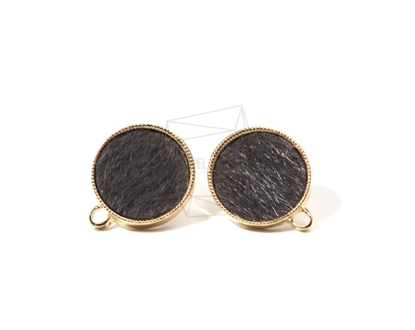 ERG-748-G【2個入り】ラウンドファブリックピアス,Round Fabric Post Earring 1枚目の画像