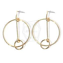 ERG-519-G【2個入り】ダブルリングピアス,Double Ring Earring Post 1枚目の画像