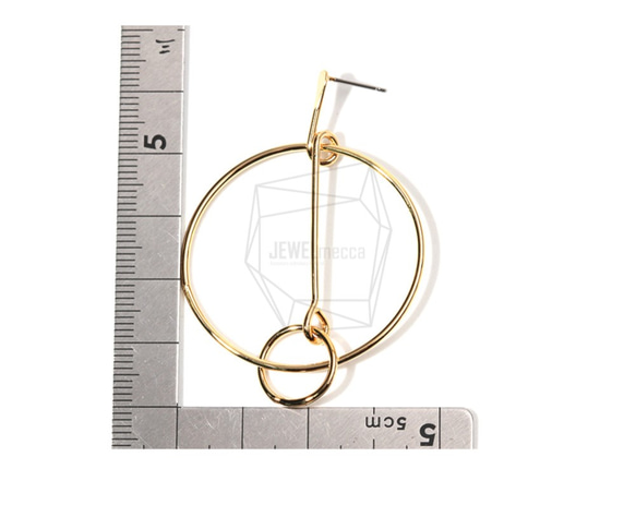 ERG-519-G【2個入り】ダブルリングピアス,Double Ring Earring Post 5枚目の画像