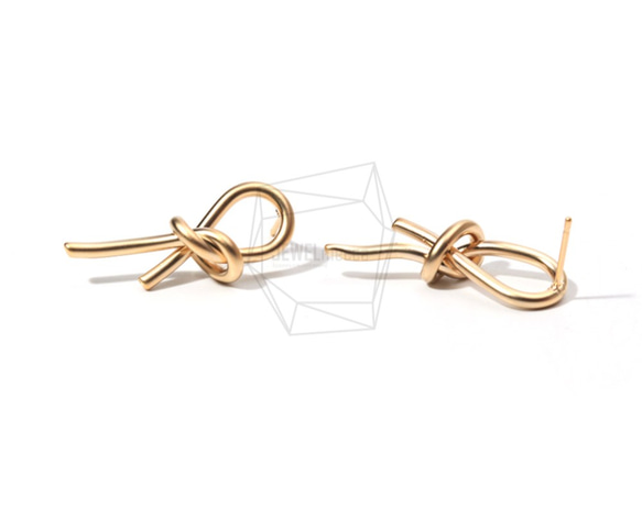 ERG-719-MG [2pieces] Knot Earrings, Knot Post Earring / 15mm X 3 第2張的照片