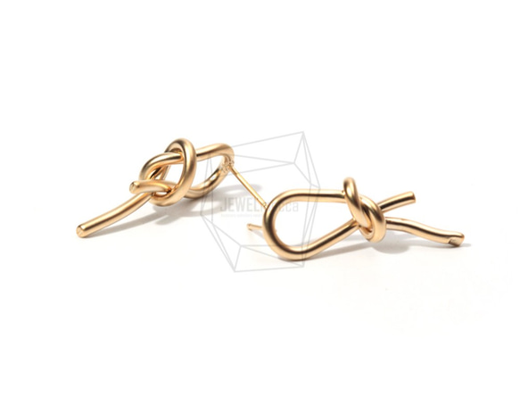 ERG-719-MG [2pieces] Knot Earrings, Knot Post Earring / 15mm X 3 第3張的照片